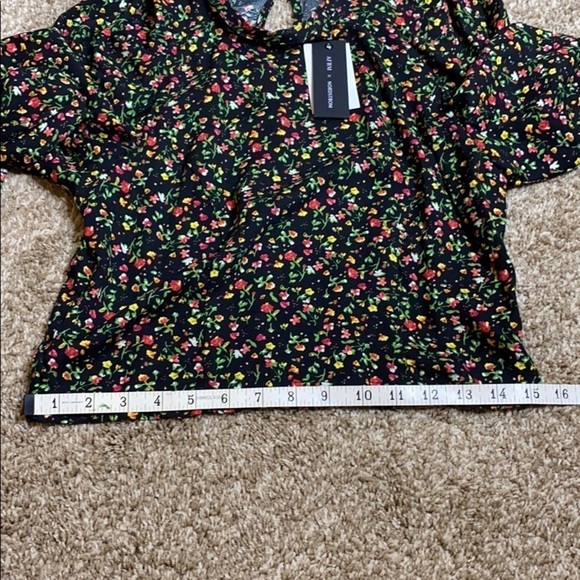 AFRM NEW Floral Print Puff Sleeve Crop Blouse M - Picture 10 of 11